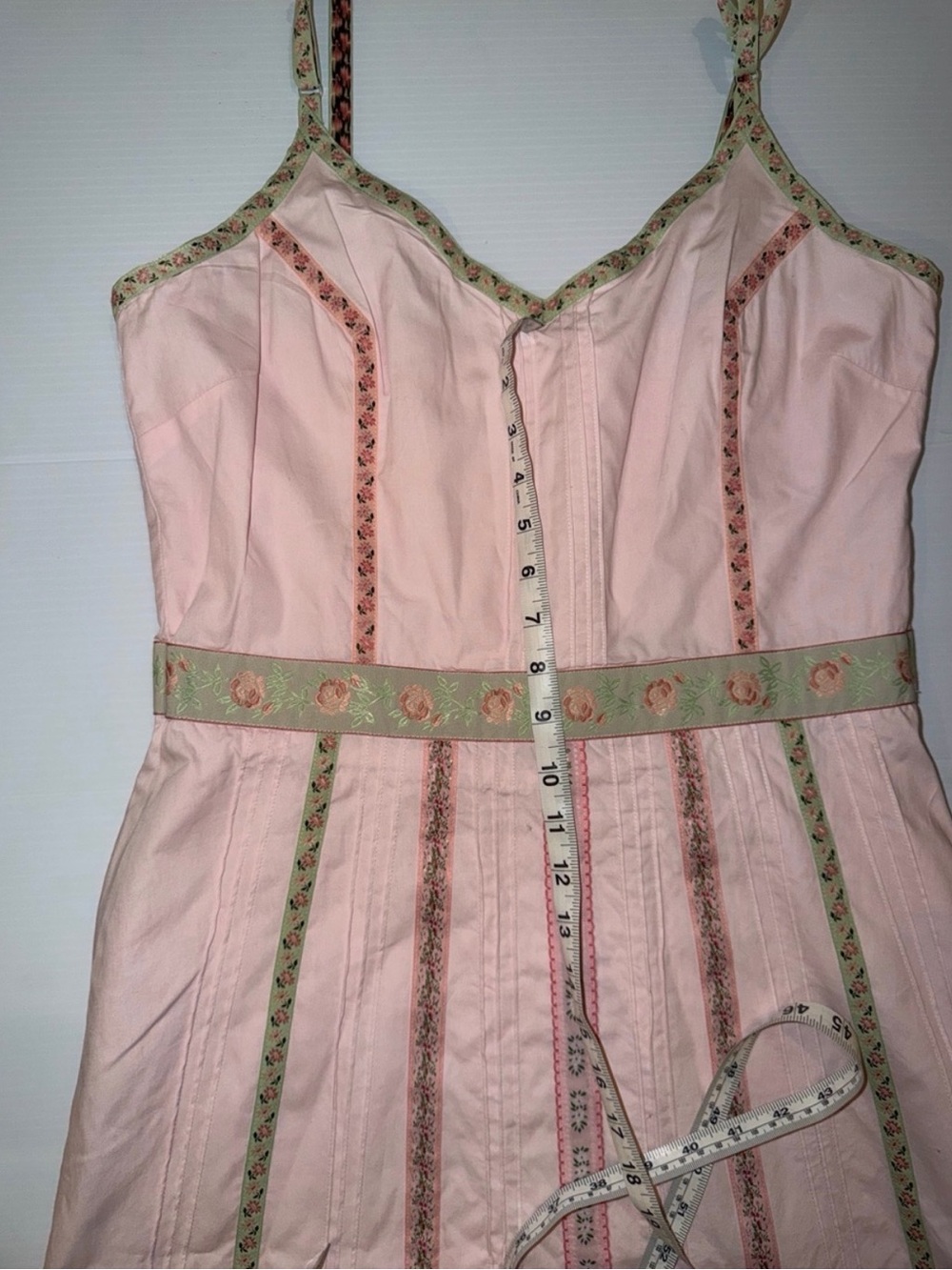 Sweet Pink Striped Embroidered Dress